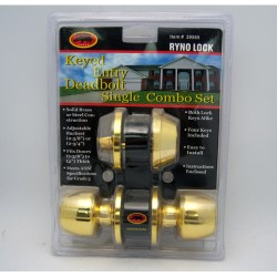 Value Brand 39566 610-105 Single Cylinder with Knob Door Combo Lockset Straight Knob Gold