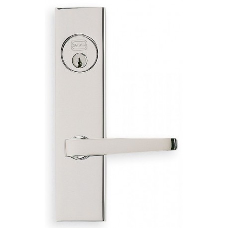 Omnia 4036N0025L20 Exterior Modern Mortise Entrance Lever Lockset w/ Plate - Solid Brass