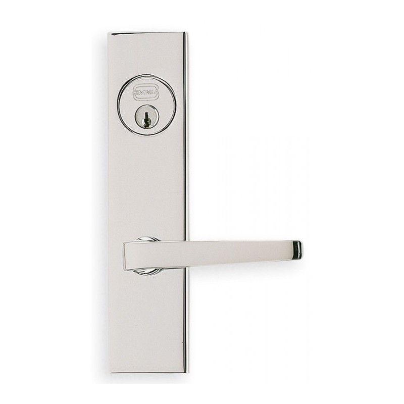 Omnia 4036 Exterior Modern Mortise Entrance Lever Lockset w/ Plate - Solid Brass
