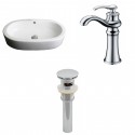 American Imaginations AI-15387 Oval Vessel Set In White Color With Deck Mount CUPC Faucet And Drain