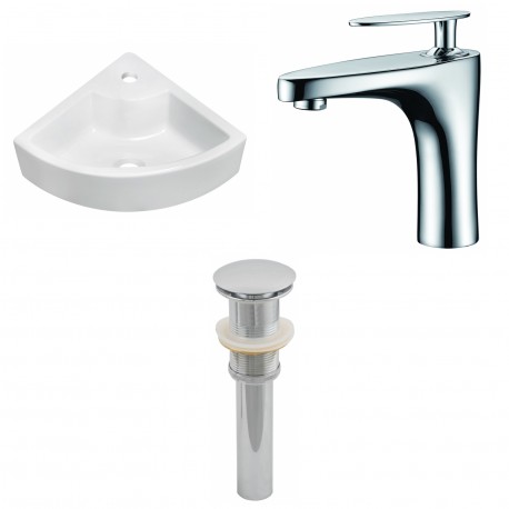 American Imaginations AI-15429 Unique Vessel Set In White Color With Single Hole CUPC Faucet And Drain