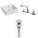 American Imaginations AI-15446 Rectangle Vessel Set In White Color With 8-in. o.c. CUPC Faucet And Drain