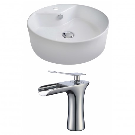 American Imaginations AI-17811 Round Vessel Set In White Color With Single Hole CUPC Faucet