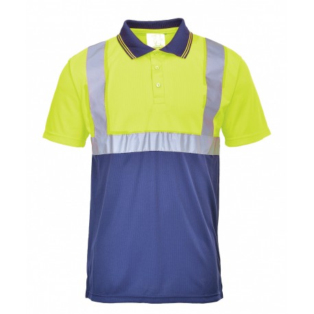 Portwest S479 S479YNRL Hi-Vis Two-Tone Polo Shirt, Yellow Navy