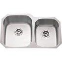 Hardware Resources 801 Undermount 18 Gauge Stainless Steel 60/40 Double Bowl Sink, 32" L x 20 5/8" W x 9" D