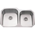 Hardware Resources 801 Series 304 Stainless Steel (18 Gauge) Undermount Kitchen Sink with Two Unequal Bowls