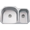 Hardware Resources 18 Gauge 70/30 Stainless Steel 807L Undermount Sink larger left bowl