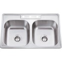 Hardware Resources 910-1 Stainless Steel (20 Gauge) Drop In Kitchen Sink with Two Equal Bowls