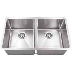 Hardware Resources HMS250 Stainless Steel (16 Gauge) Fabricated Kitchen Sink with Two Equal Bowls