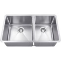 Hardware Resources HMS260L Stainless Steel (16 Gauge) Fabricated Kitchen Sink with Two Unequal Bowls