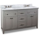 Jeffrey Alexander VAN102D-60 Chatham Shaker Grey Double Vanity with Shaker Design (for 60" Top)
