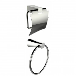 American Imagination AI-13324 Chrome Plated Towel Ring With Toilet Paper Holder Accessory Set:divider_comma:Rectangle