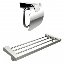 American Imagination AI-13340 Chrome Plated Toilet Paper Holder With Multi-Rod Towel Rack Accessory Set:divider_comma:Rectangle