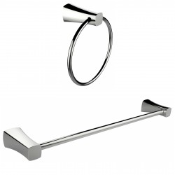 American Imagination AI-13346 Chrome Plated Towel Ring With Single Rod Towel Rack Accessory Set:divider_comma:Round