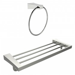 American Imagination AI-13357 Chrome Plated Towel Ring With Multi-Rod Towel Rack Accessory Set:divider_comma:Round