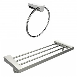 American Imagination AI-13364 Chrome Plated Towel Ring With Multi-Rod Towel Rack Accessory Set:divider_comma:Round