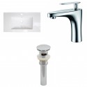American Imaginations AI-16567 Ceramic Top Set In White Color With Single Hole CUPC Faucet And Drain
