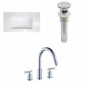 American Imaginations AI-16595 Ceramic Top Set In White Color With 8-in. o.c. CUPC Faucet And Drain