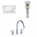 American Imaginations AI-16670 Ceramic Top Set In White Color With 8-in. o.c. CUPC Faucet And Drain