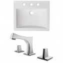 American Imaginations AI-18187 Ceramic Top Set In White Color With 8-in. o.c. CUPC Faucet