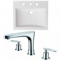 American Imaginations AI-18189 Ceramic Top Set In White Color With 8-in. o.c. CUPC Faucet