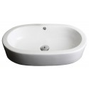 American Imaginations AI-145 25.25-in. W x 14.5-in. D Semi-Recessed Oval Vessel In White Color For Deck Mount Faucet