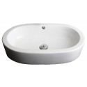 American Imaginations AI-14015 25.25-in. W x 14.5-in. D Semi-Recessed Oval Vessel In White Color For Wall Mount Faucet