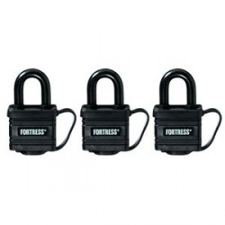 Master Lock 1804TRI  Fortress Series Covered Laminated Steel Padlock 3-pack