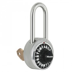 Master Lock 1585LH Letter Lock Combination Padlock with Key Control, 2in (51mm) shackle height