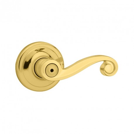 Kwikset 730LL Lido Privacy Lever in Polished Brass