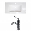 American Imaginations AI-15664 Ceramic Top Set In White Color With Single Hole CUPC Faucet