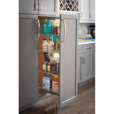 Hardware Resources 12" Chrome Pantry Pullout with Heavy-duty Soft-close Slides