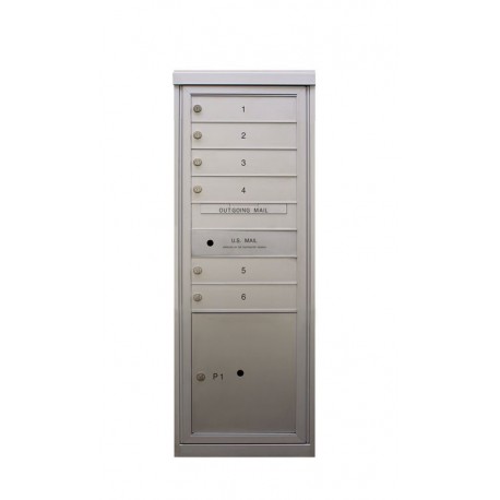 2B Global Commercial Mailbox 6 Single Height Tenant Door 1 Parcel Locker Door -Flex Series S6P1