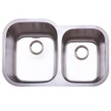 Kingston Brass KU32219DBN Gourmetier Bayshore Stainless Steel Double Bowl Undermount Kitchen Sink, Satin Nickel