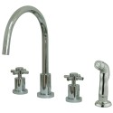 Kingston Brass KS872 Concord Double Handle Widespread Kitchen Faucet w/ Non-Metallic Sprayer