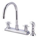 Kingston Brass KS879 Concord Two Handle Kitchen Faucet w/ Matching Finish Plastic Sprayer