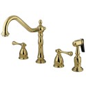 Kingston Brass KB779 Double Handle 8" Widespread Kitchen Faucet w/ Brass Sprayer