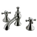 Kingston Brass KS7068BX English Country Widespread Lavatory Faucet w/ Brass English Country Pop-up Drain, Satin Nickel