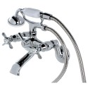 Kingston Brass KS286 Essex 3" - 9" Adjustable Centers Wall Mount Clawfoot Tub Filler w/ Hand& Shower