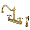 Kingston Brass KB175 French Country Double Handle 8" Centerset Kitchen Faucet w/ Matching Sprayer Kingston Brass KB175 French Country Double Handle 8" Centerset Kitchen Faucet w/ Matching Sprayer