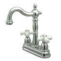 Kingston Brass KB149 Heritage Two Handle 4" Centerset Bar Faucet w/out Pop-Up Rod & porcelain cross handles