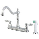 Kingston Brass KB175 Heritage 8" Center Kitchen Faucet w/ Non-Metallic Sprayer & AL lever handles