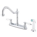 Kingston Brass KB175 Heritage 8" Center Kitchen Faucet w/ Non-Metallic Sprayer & PL lever handles