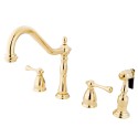 Kingston Brass KB179 Heritage 8" Widespread Kitchen Faucet w/ Brass Sprayer & lever handles