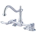Kingston Brass KS114 Heritage Double Handle 8" Bridge Deck Mount Kitchen Faucet w/ lever handles Kingston Brass KS114 Heritage Double Handle 8" Bridge Deck Mount Kitchen Faucet w/ lever handles