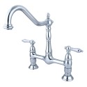 Kingston Brass KS117 Heritage Double Handle 8" Center Bridge Kitchen Faucet