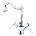 Kingston Brass KS143 Heritage Two Handle Mono Deck Lavatory Faucet w/ Brass Pop-up & PL lever handles Kingston Brass KS143 Heritage Two Handle Mono Deck Lavatory Faucet w/ Brass Pop-up & PL lever handles
