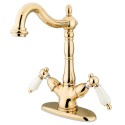 Kingston Brass KS149 Heritage Two Handle Vessel Sink Faucet w/ Optional Cover Plate & porcelain lever handles