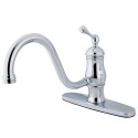 Kingston Brass KS1572 Heritage Single Handle 8" Centerset Kitchen Faucet, Bright Brass