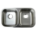 Kingston Brass GKUD3118 Gourmetier Loft Undermount Double Bowl Kitchen Sink, Satin Nickel